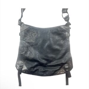 Vintage Nike Expandable Embroidered Faux Leather Side Bag‎ Brown
